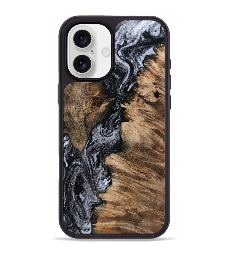 iPhone 16 Plus Wood Phone Case - Domingo (Black & White, 801399)