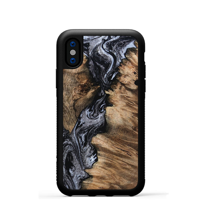 iPhone Xs Wood Phone Case - Domingo (Black & White, 801399)