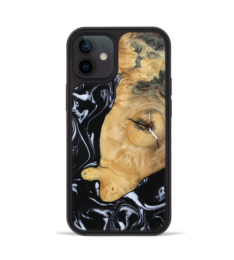 iPhone 12 Wood Phone Case - Areli (Black & White, 801400)