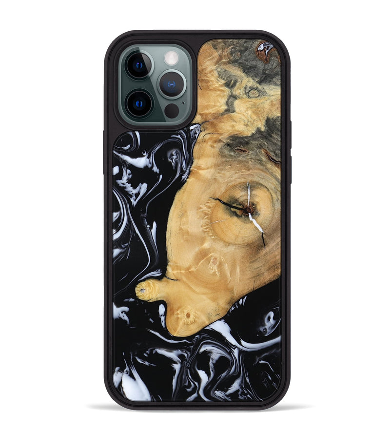 iPhone 12 Pro Max Wood Phone Case - Areli (Black & White, 801400)