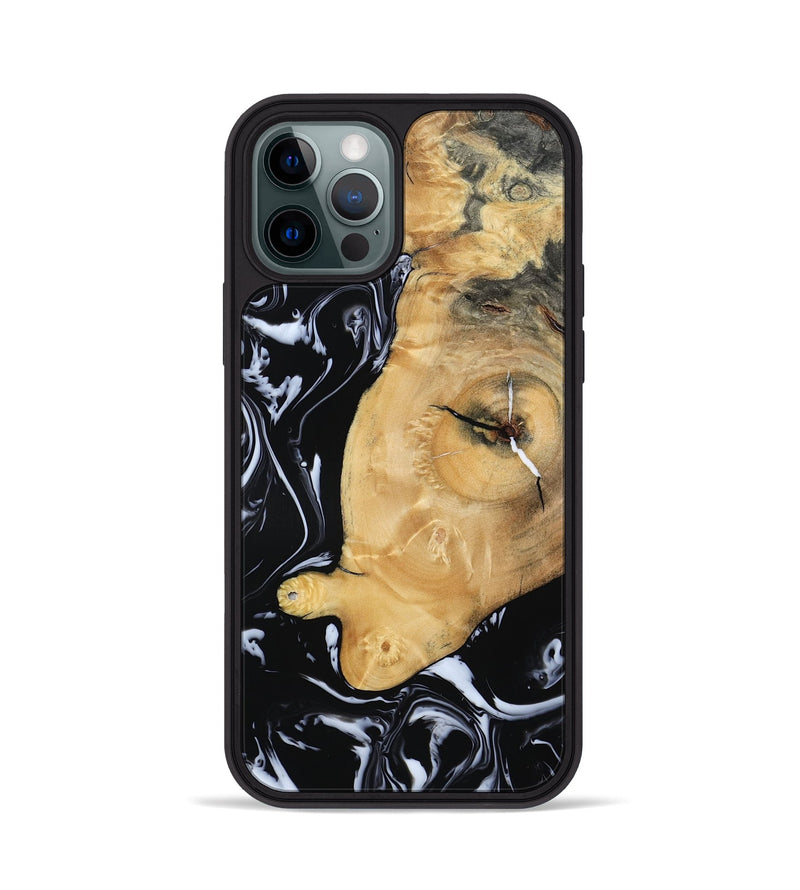iPhone 12 Pro Wood Phone Case - Areli (Black & White, 801400)