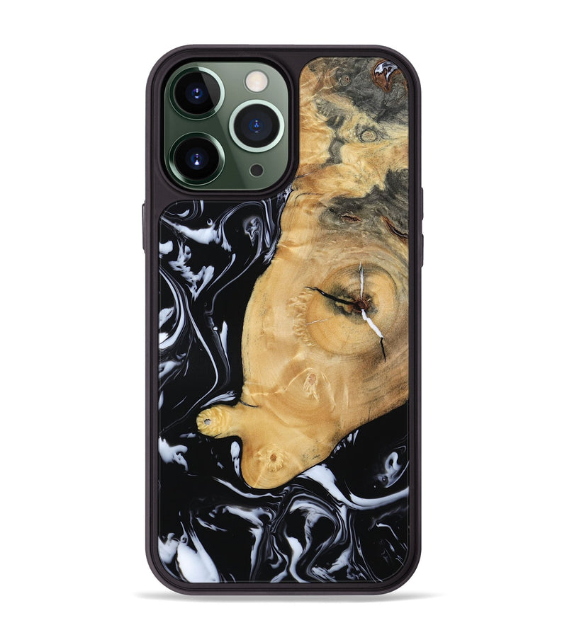iPhone 13 Pro Max Wood Phone Case - Areli (Black & White, 801400)