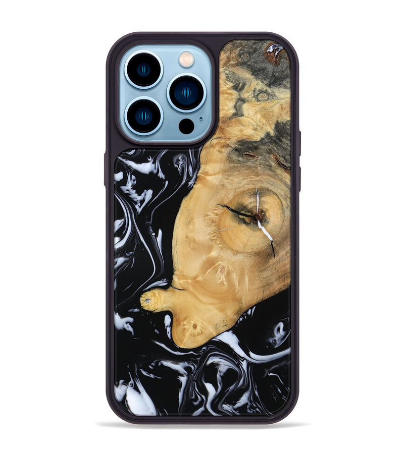 iPhone 14 Pro Max Wood Phone Case - Areli (Black & White, 801400)