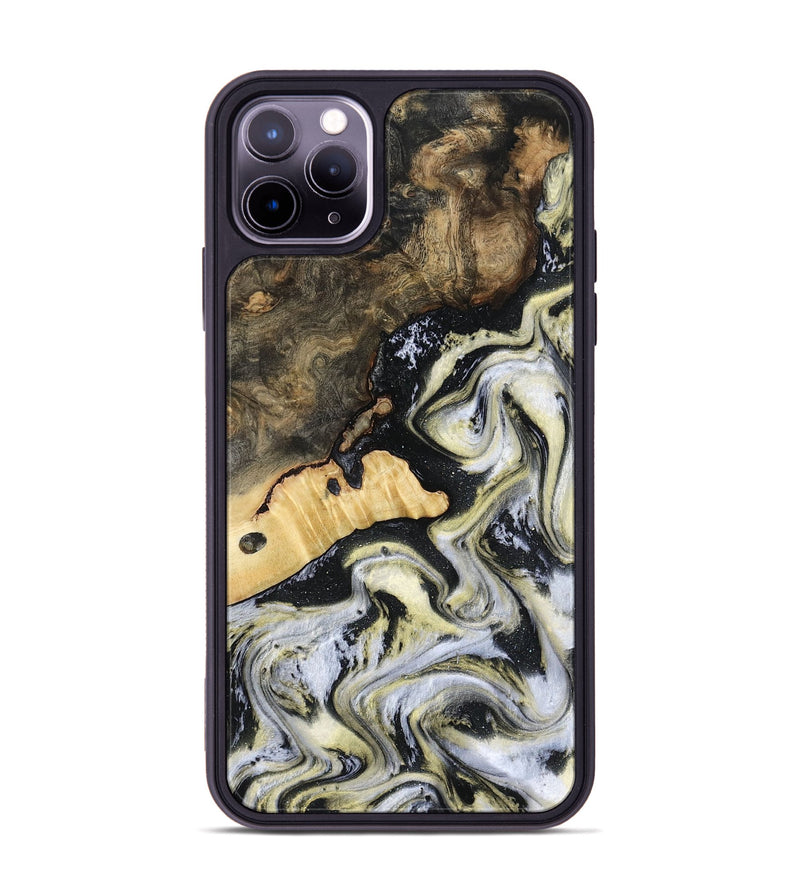 iPhone 11 Pro Max Wood Phone Case - Earline (Black & White, 801401)