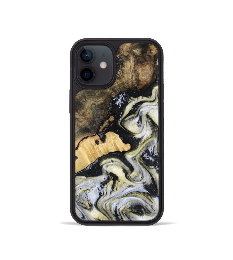 iPhone 12 mini Wood Phone Case - Earline (Black & White, 801401)