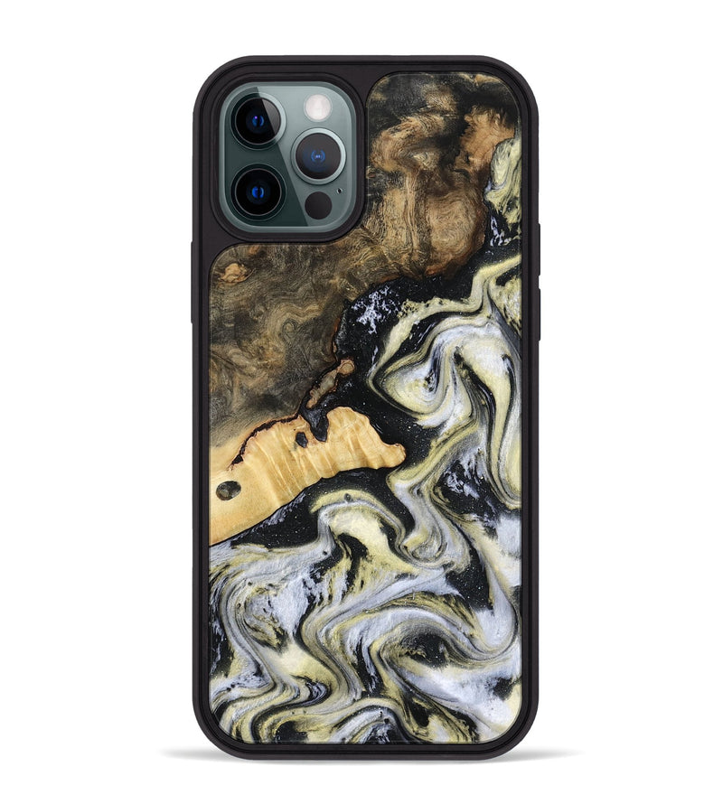 iPhone 12 Pro Max Wood Phone Case - Earline (Black & White, 801401)