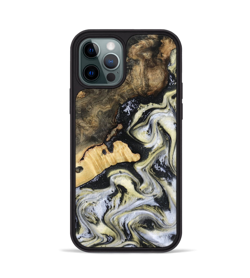 iPhone 12 Pro Wood Phone Case - Earline (Black & White, 801401)