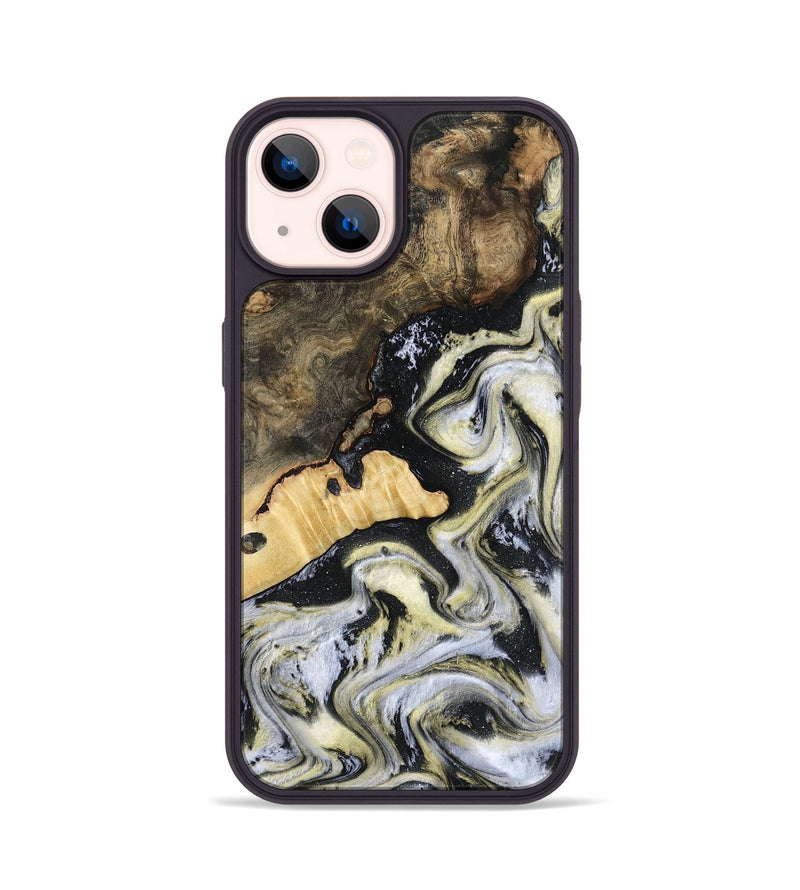 iPhone 14 Wood Phone Case - Earline (Black & White, 801401)