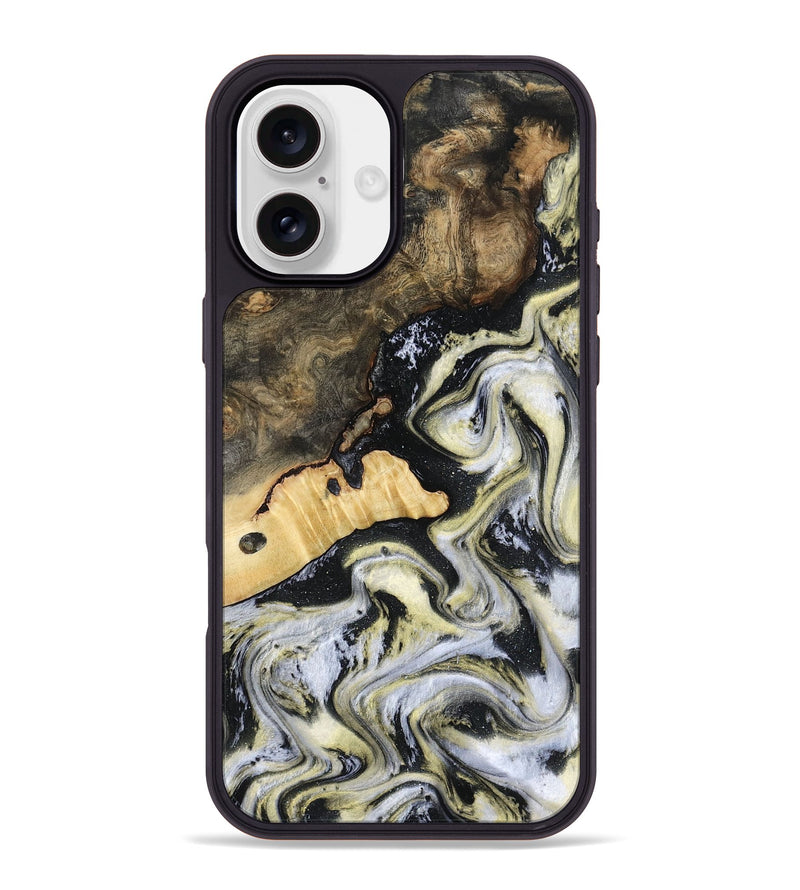 iPhone 16 Plus Wood Phone Case - Earline (Black & White, 801401)