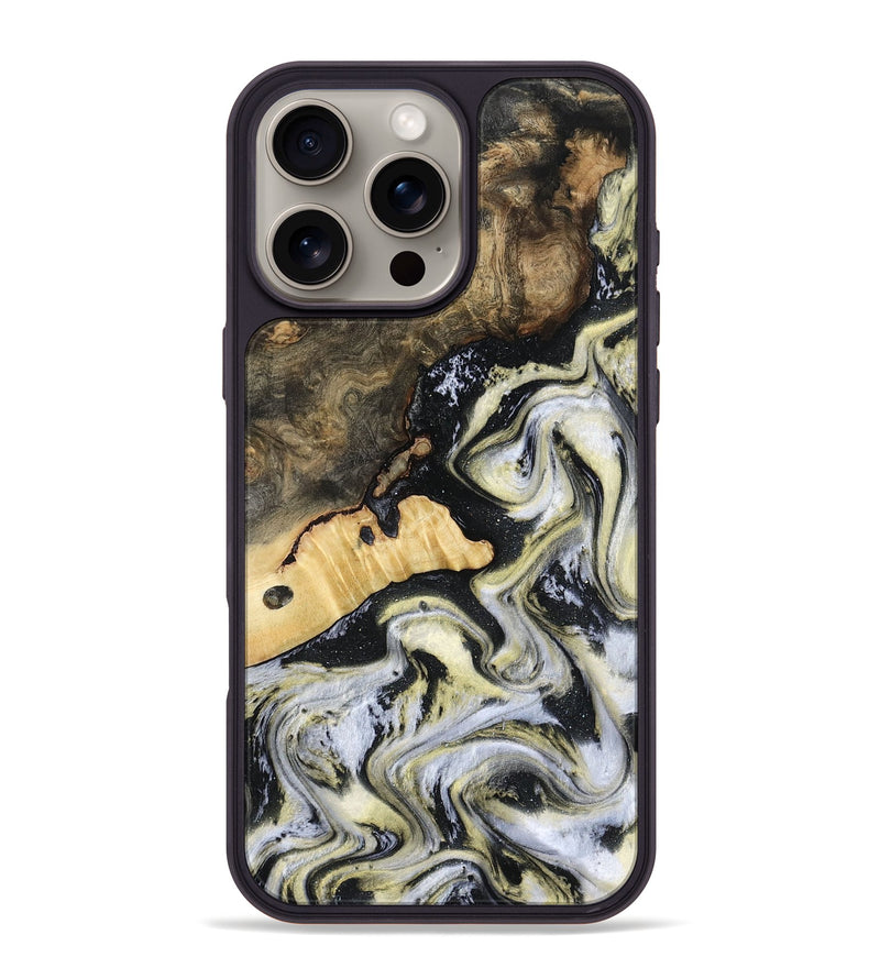 iPhone 16 Pro Max Wood Phone Case - Earline (Black & White, 801401)