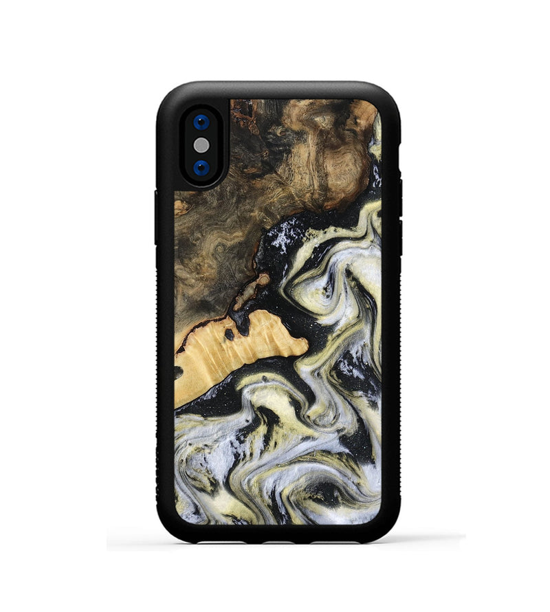 iPhone Xs Wood Phone Case - Earline (Black & White, 801401)