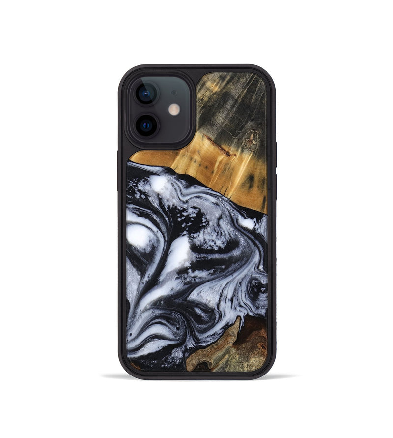 iPhone 12 mini Wood Phone Case - Olin (Black & White, 801402)