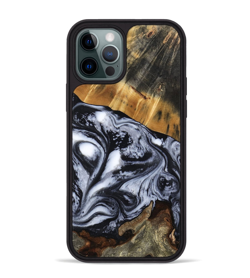 iPhone 12 Pro Max Wood Phone Case - Olin (Black & White, 801402)