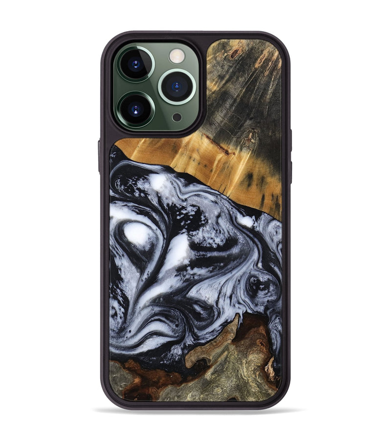 iPhone 13 Pro Max Wood Phone Case - Olin (Black & White, 801402)
