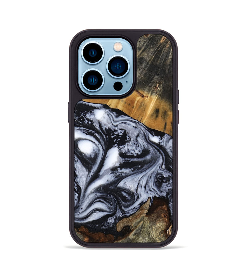 iPhone 14 Pro Wood Phone Case - Olin (Black & White, 801402)