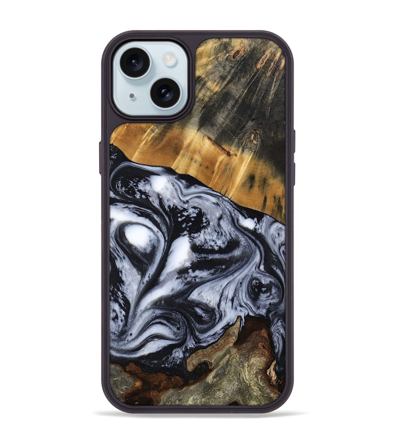 iPhone 15 Plus Wood Phone Case - Olin (Black & White, 801402)