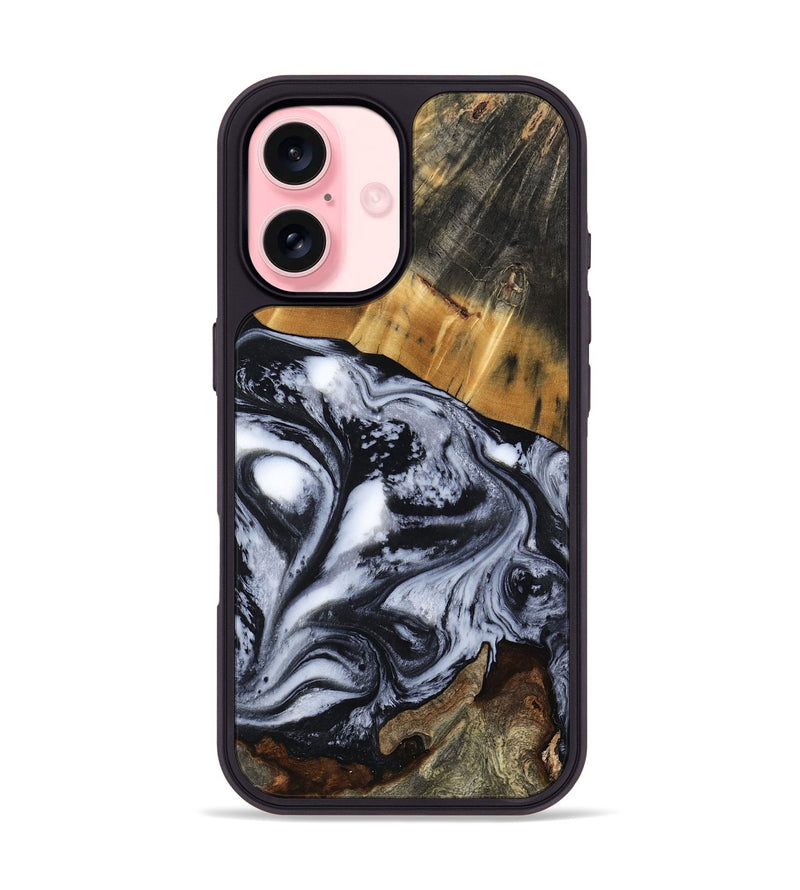 iPhone 16 Wood Phone Case - Olin (Black & White, 801402)