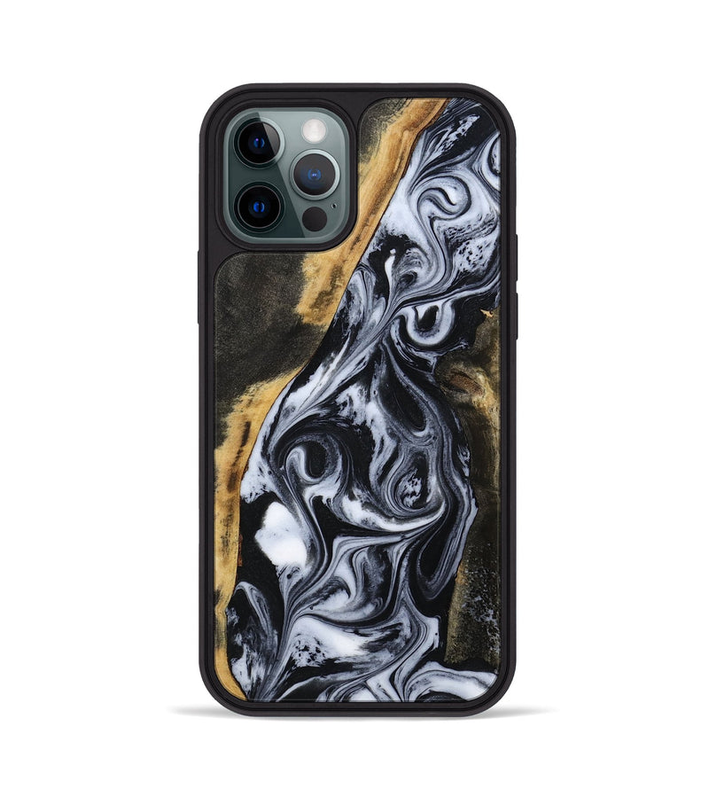 iPhone 12 Pro Wood Phone Case - Daryl (Black & White, 801403)