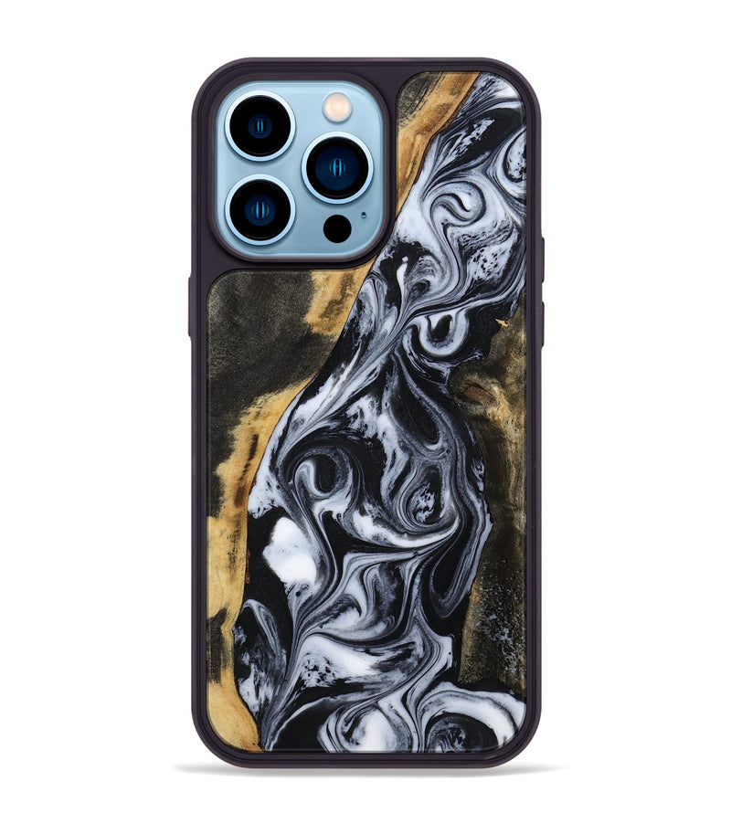 iPhone 14 Pro Max Wood Phone Case - Daryl (Black & White, 801403)