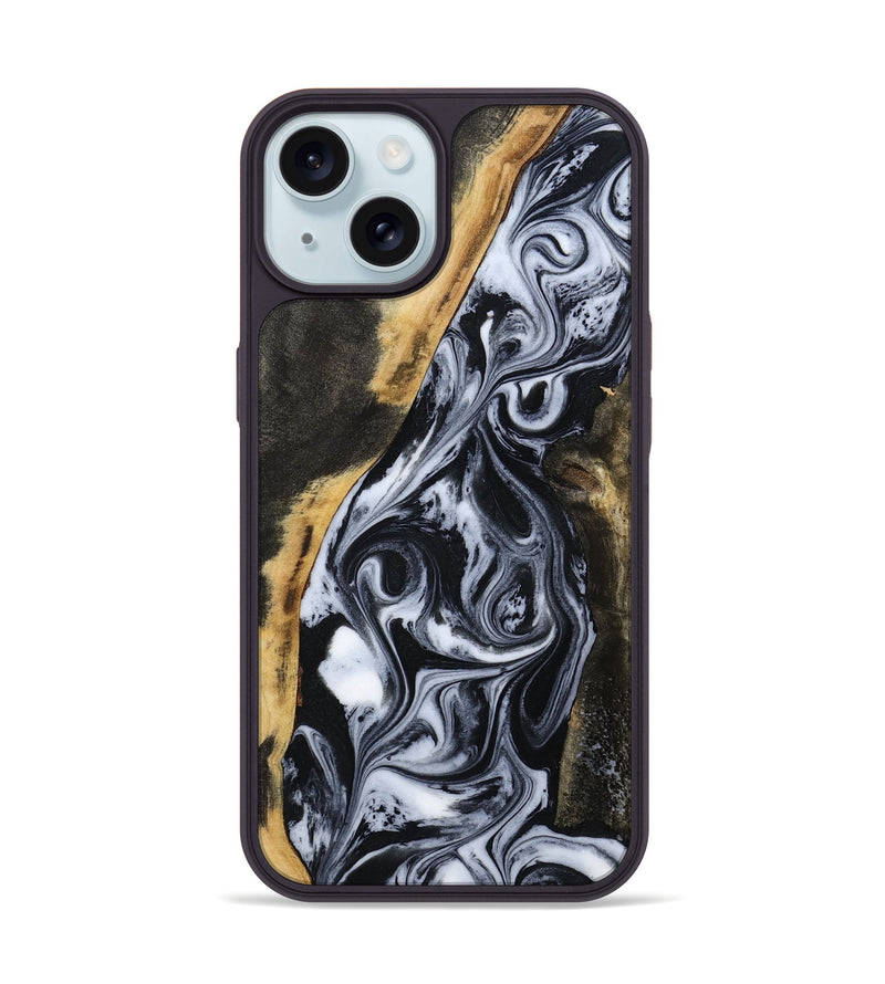iPhone 15 Wood Phone Case - Daryl (Black & White, 801403)
