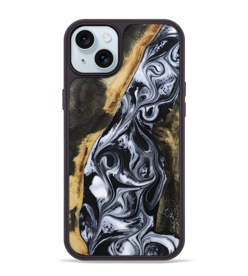 iPhone 15 Plus Wood Phone Case - Daryl (Black & White, 801403)