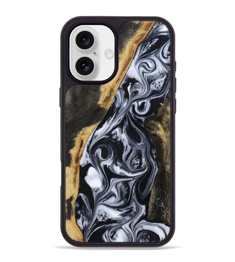iPhone 16 Plus Wood Phone Case - Daryl (Black & White, 801403)