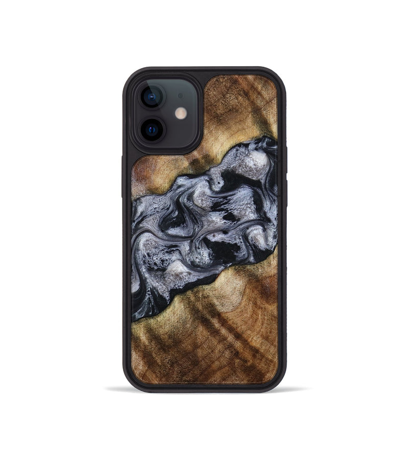 iPhone 12 mini Wood Phone Case - Yvette (Black & White, 801404)