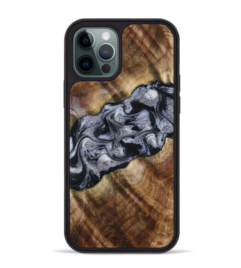 iPhone 12 Pro Max Wood Phone Case - Yvette (Black & White, 801404)