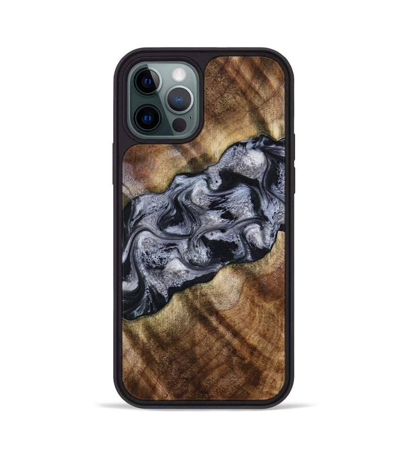 iPhone 12 Pro Wood Phone Case - Yvette (Black & White, 801404)