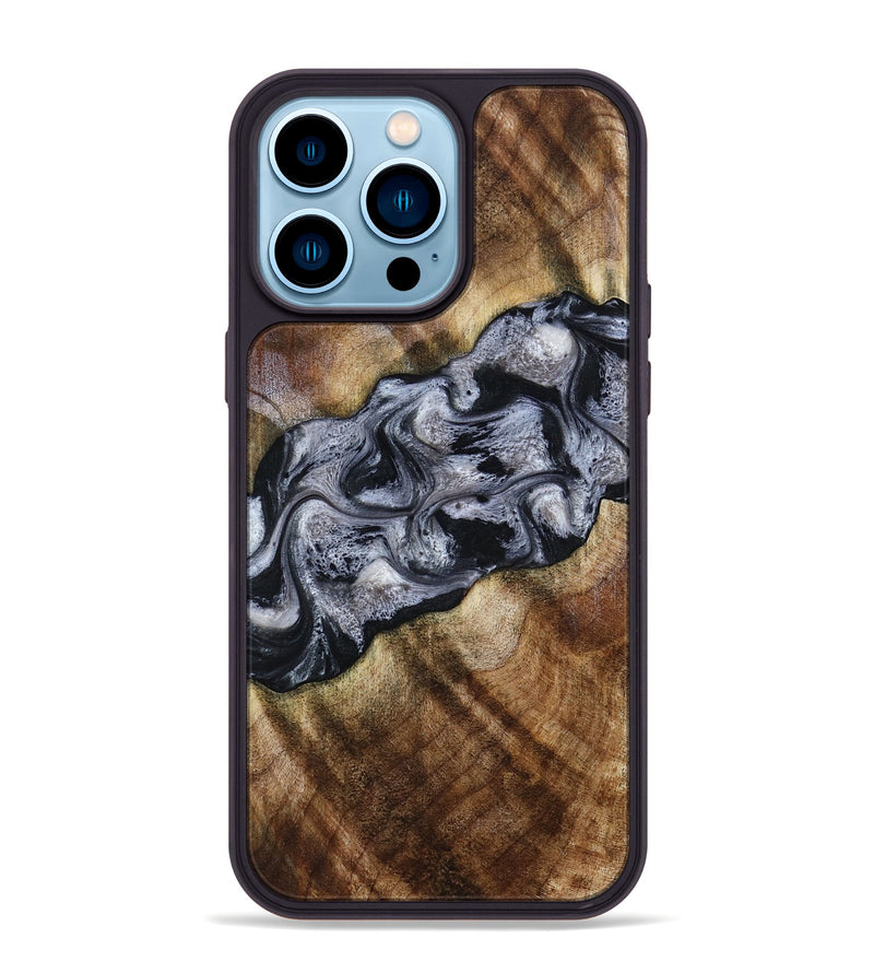 iPhone 14 Pro Max Wood Phone Case - Yvette (Black & White, 801404)