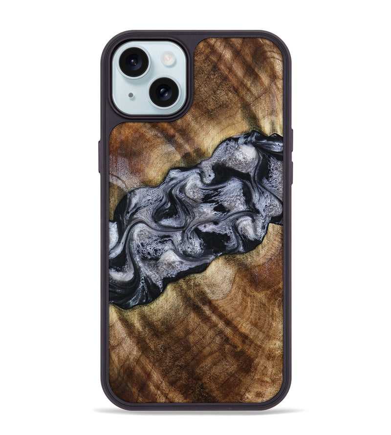 iPhone 15 Plus Wood Phone Case - Yvette (Black & White, 801404)