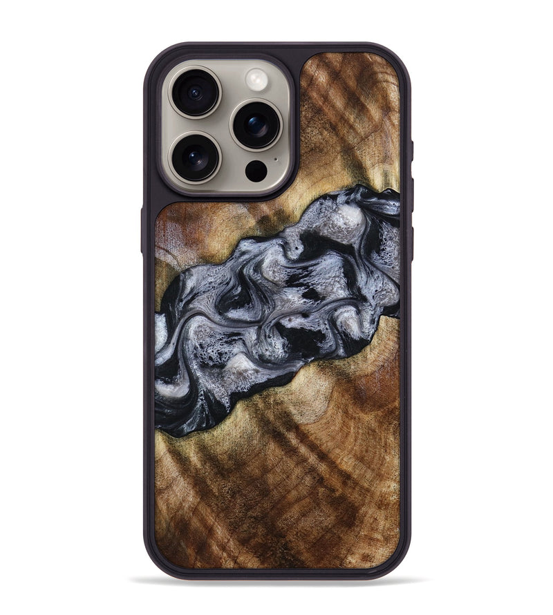 iPhone 15 Pro Max Wood Phone Case - Yvette (Black & White, 801404)