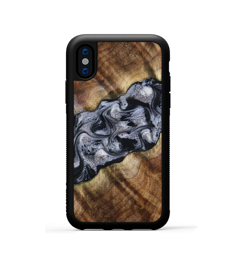 iPhone Xs Wood Phone Case - Yvette (Black & White, 801404)