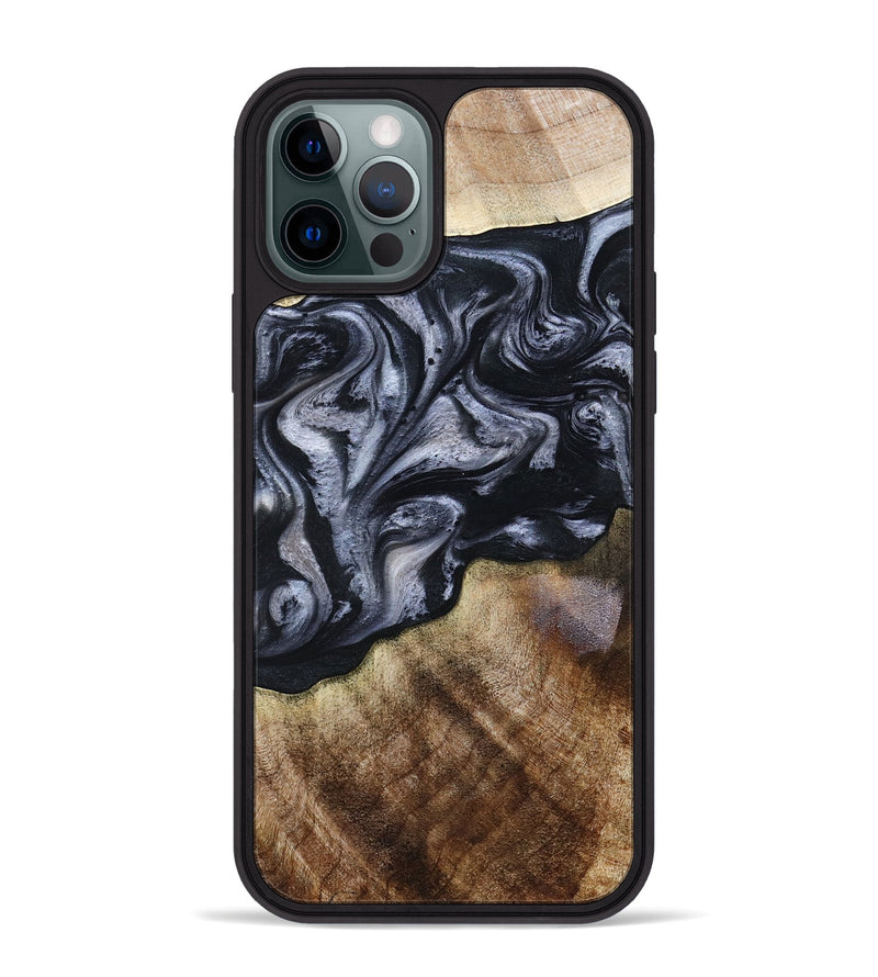 iPhone 12 Pro Max Wood Phone Case - Pablo (Black & White, 801406)