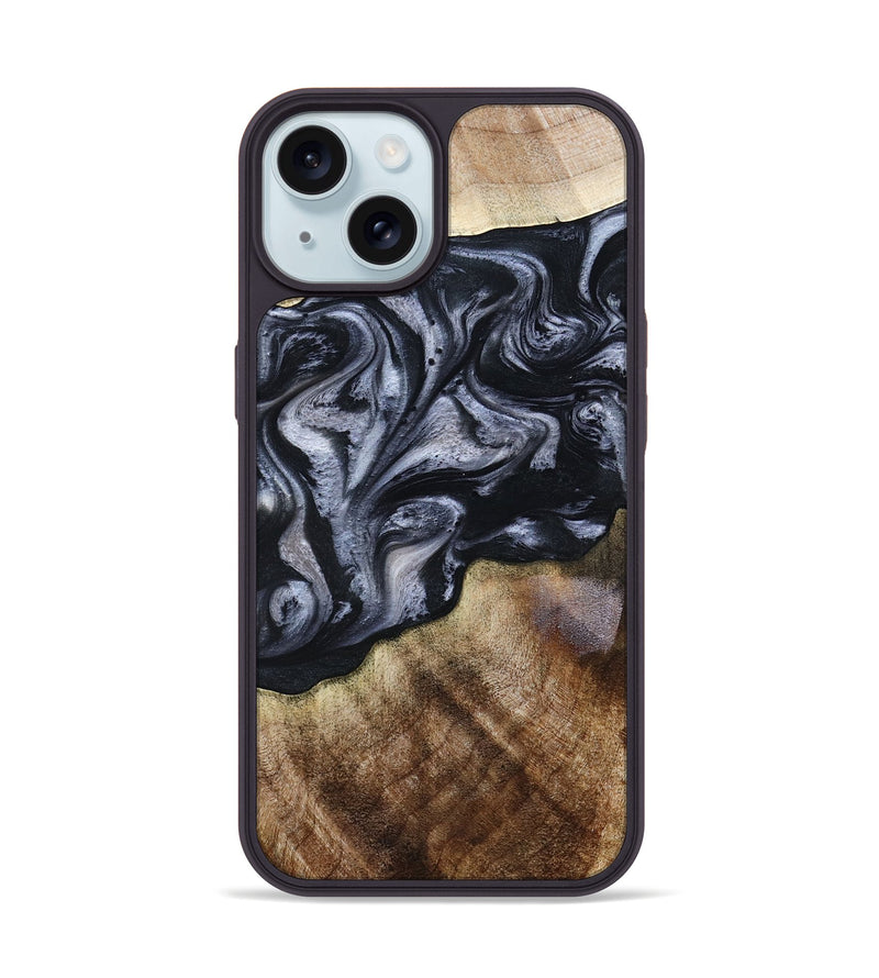 iPhone 15 Wood Phone Case - Pablo (Black & White, 801406)