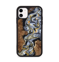 iPhone 11 Wood Phone Case - Alecia (Black & White, 801407)