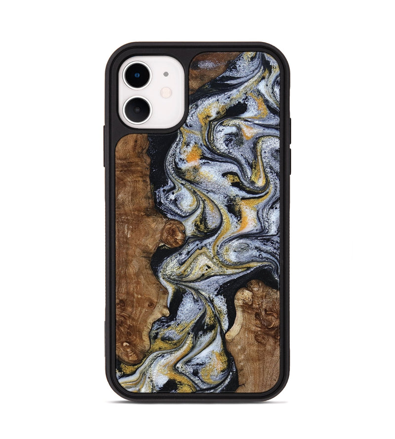 iPhone 11 Wood Phone Case - Alecia (Black & White, 801407)