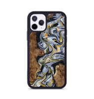 iPhone 11 Pro Wood Phone Case - Alecia (Black & White, 801407)