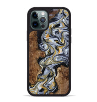 iPhone 12 Pro Max Wood Phone Case - Alecia (Black & White, 801407)