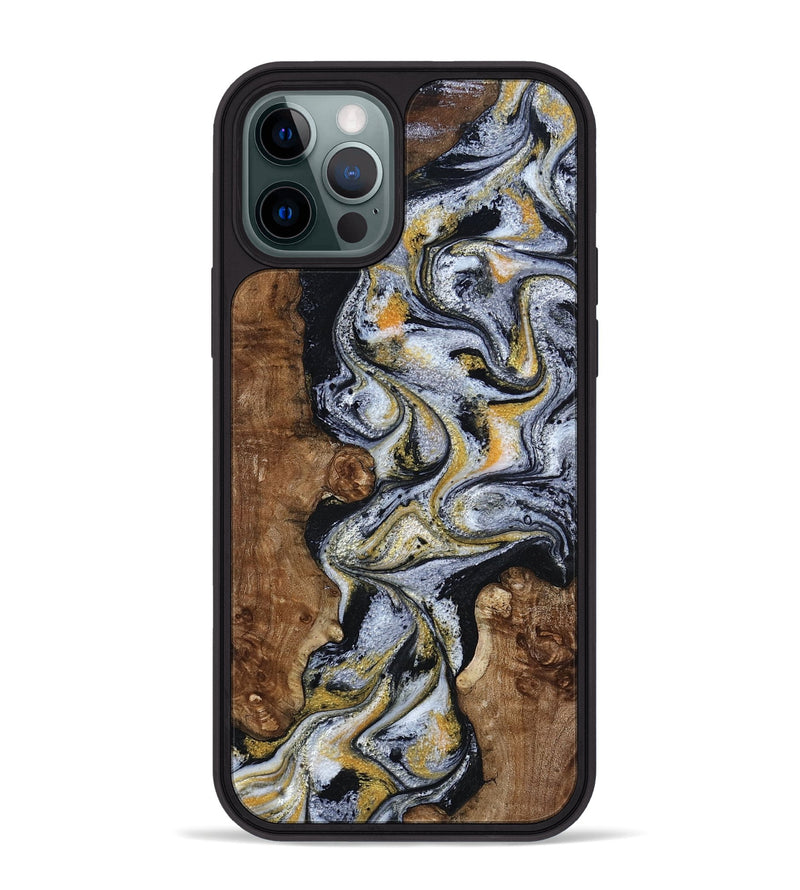 iPhone 12 Pro Max Wood Phone Case - Alecia (Black & White, 801407)