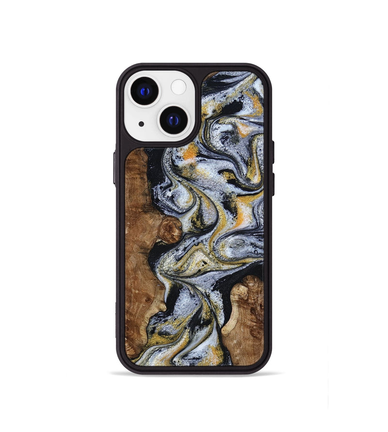 iPhone 13 mini Wood Phone Case - Alecia (Black & White, 801407)