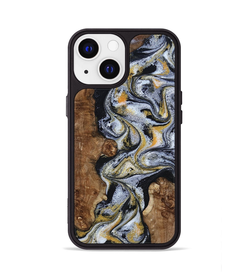 iPhone 13 Wood Phone Case - Alecia (Black & White, 801407)