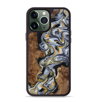 iPhone 13 Pro Max Wood Phone Case - Alecia (Black & White, 801407)