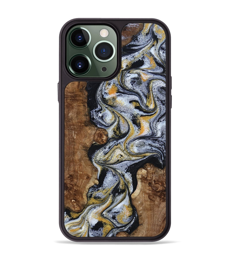 iPhone 13 Pro Max Wood Phone Case - Alecia (Black & White, 801407)