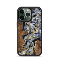 iPhone 13 Pro Wood Phone Case - Alecia (Black & White, 801407)