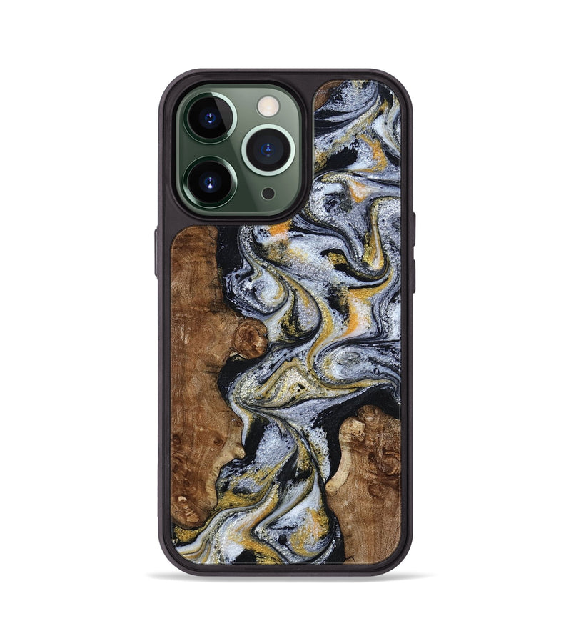 iPhone 13 Pro Wood Phone Case - Alecia (Black & White, 801407)