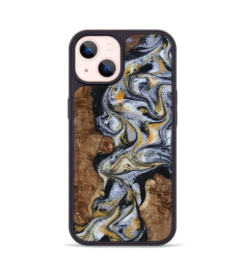 iPhone 14 Wood Phone Case - Alecia (Black & White, 801407)