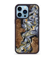 iPhone 14 Pro Max Wood Phone Case - Alecia (Black & White, 801407)