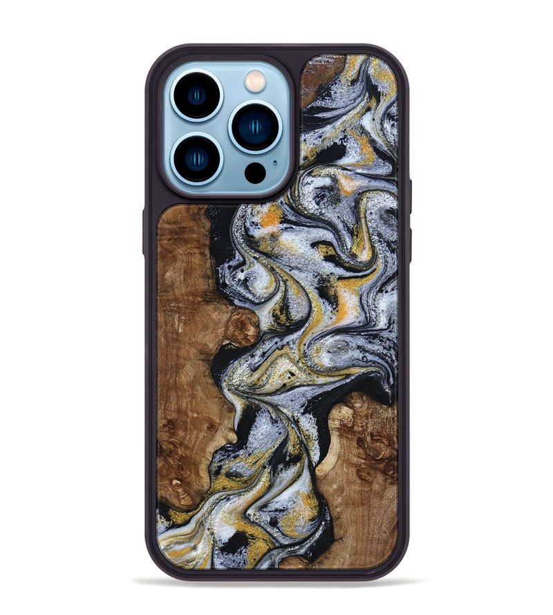 iPhone 14 Pro Max Wood Phone Case - Alecia (Black & White, 801407)