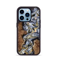 iPhone 14 Pro Wood Phone Case - Alecia (Black & White, 801407)